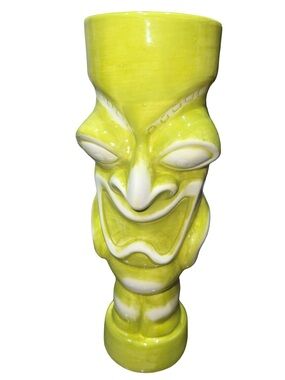 tall Ceramic kanaloa tiki mug green